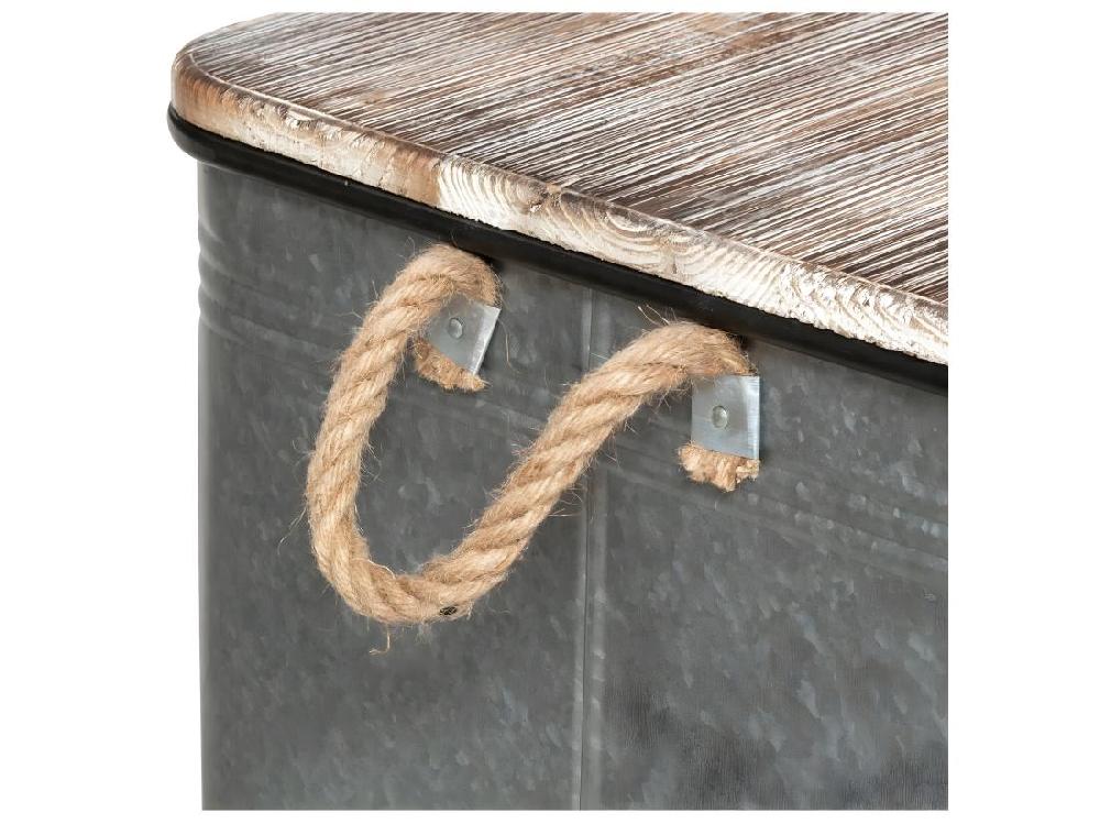 Vente Unique Set De 3 Malles En Métal Zinc Et Bois Déco