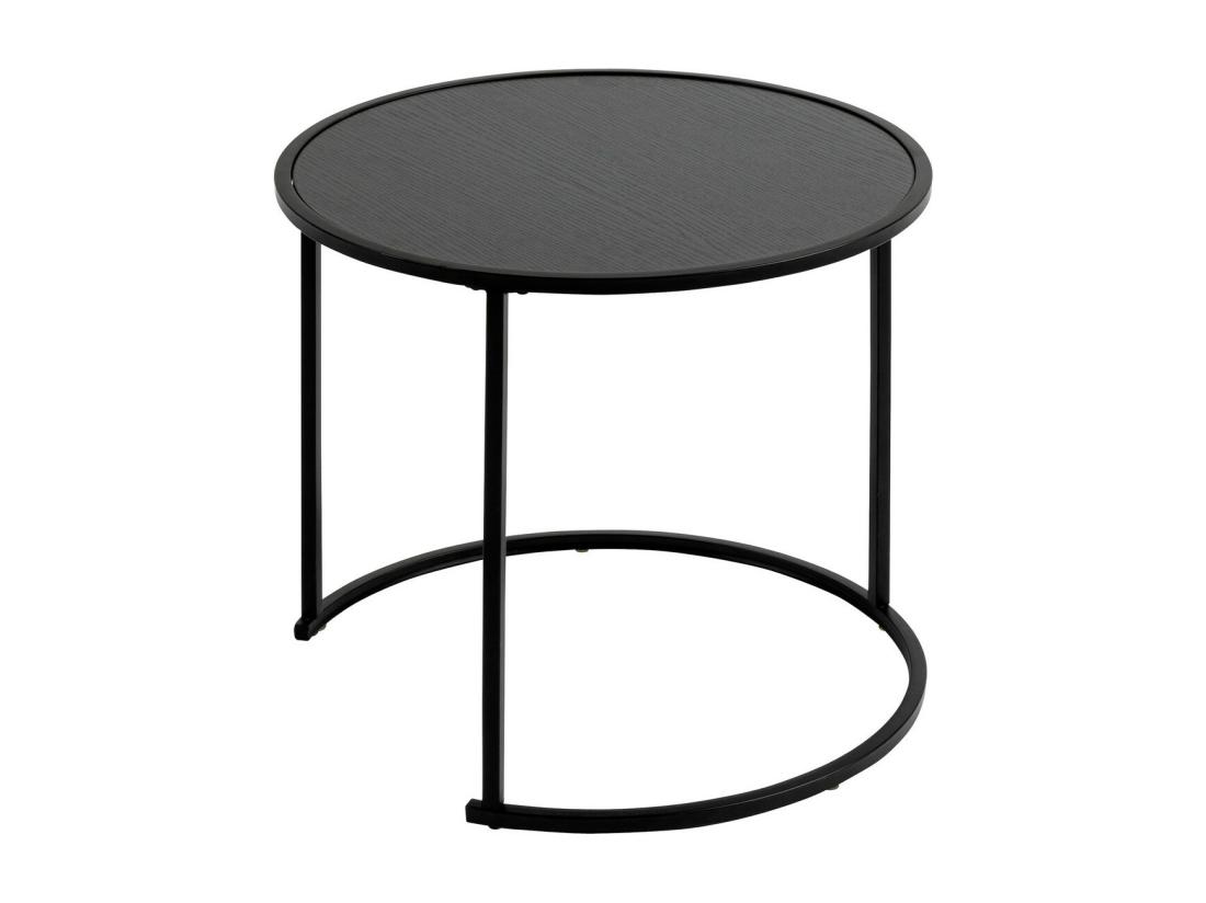 Vente Unique Set De 3 Tables D'appoint En Métal Noir D 35 D 45 Et D 54 Cm
