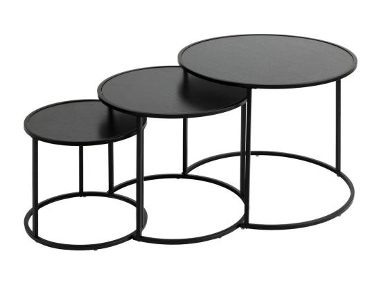 Vente Unique Set De 3 Tables D'appoint En Métal Noir D 35 D 45 Et D 54 Cm