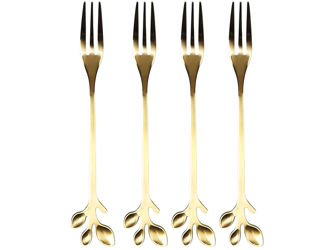 Vente Unique Set De 4 Fourchettes à Dessert En Métal Doré Royal
