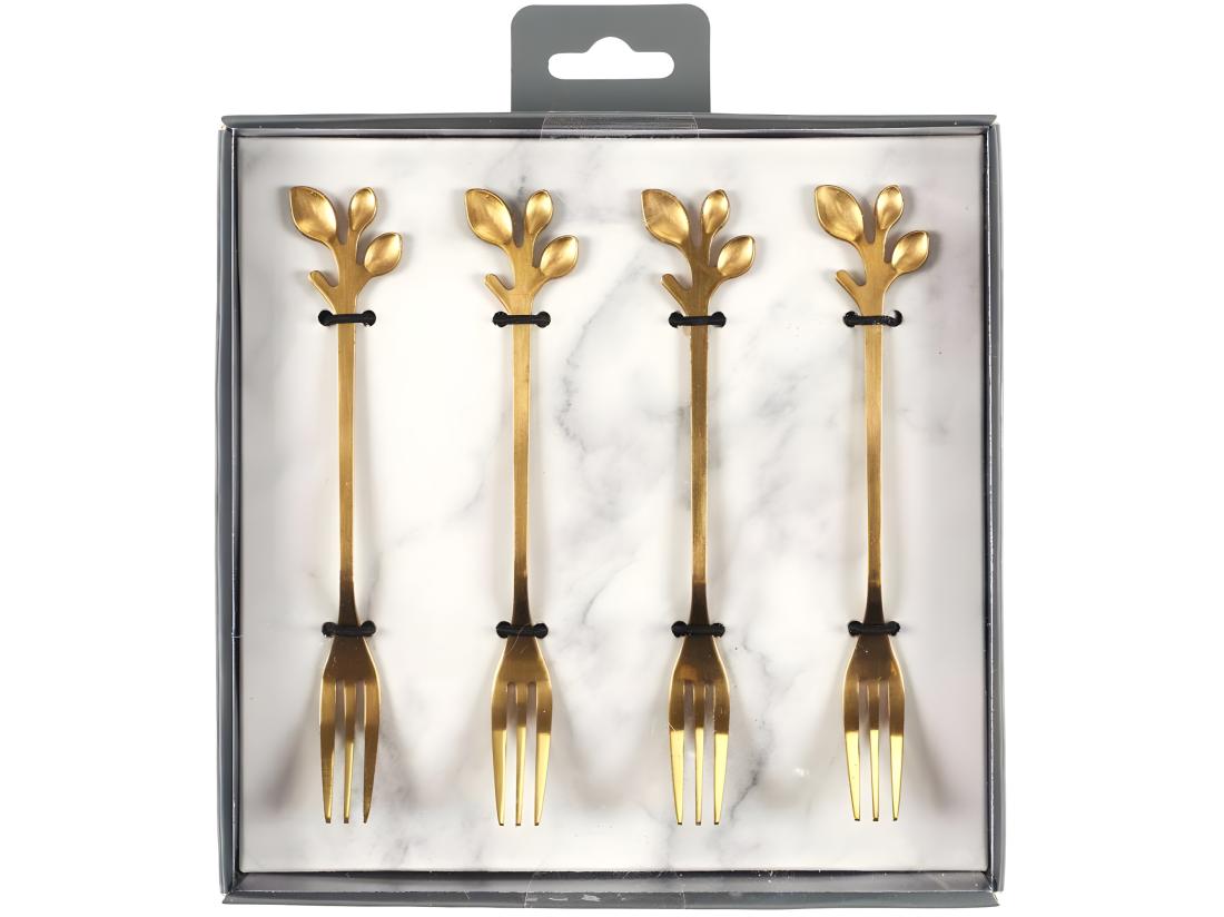 vente unique Set de 4 fourchettes à dessert en métal doré Royal