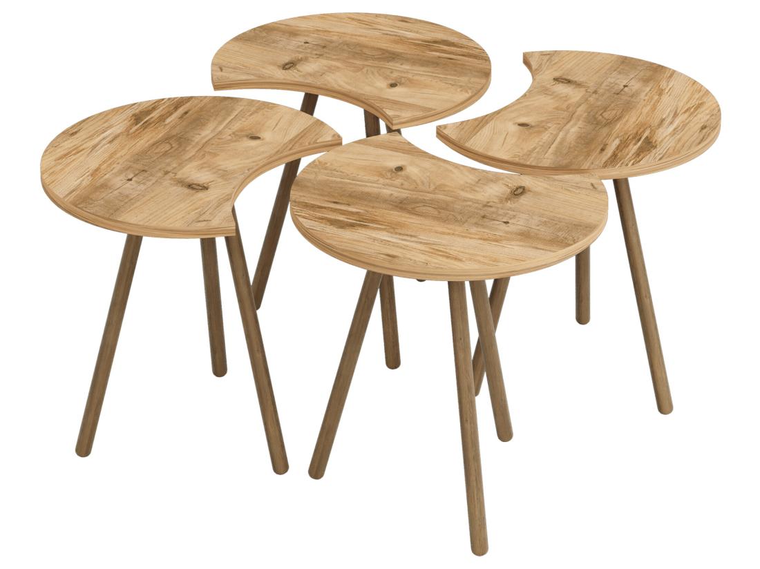 Vente Unique Set De 4 Tables Basses Emboîtables 48 X 77 X 77 Cm Effet Bois [en.casa]