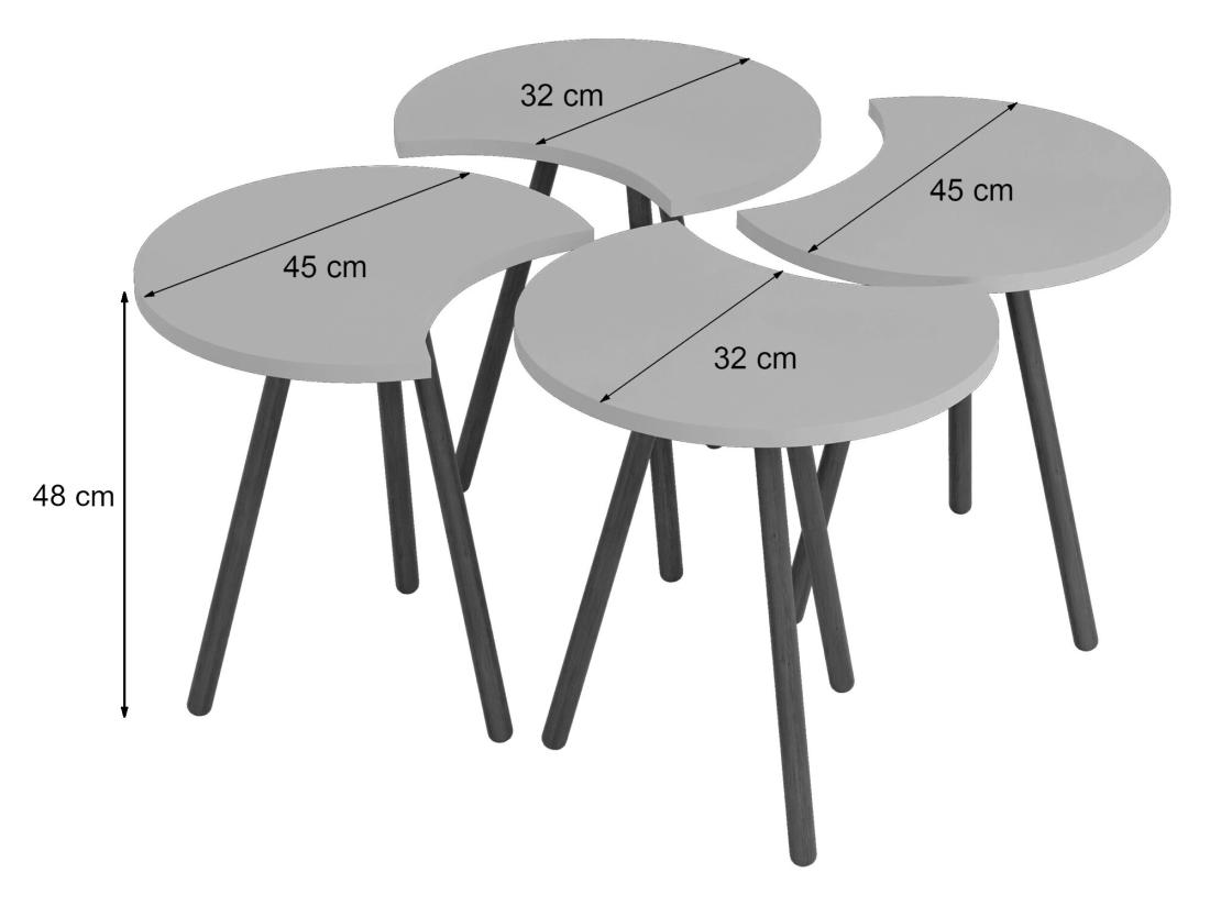 Vente Unique Set De 4 Tables Basses Emboîtables 48 X 77 X 77 Cm Effet Bois [en.casa]