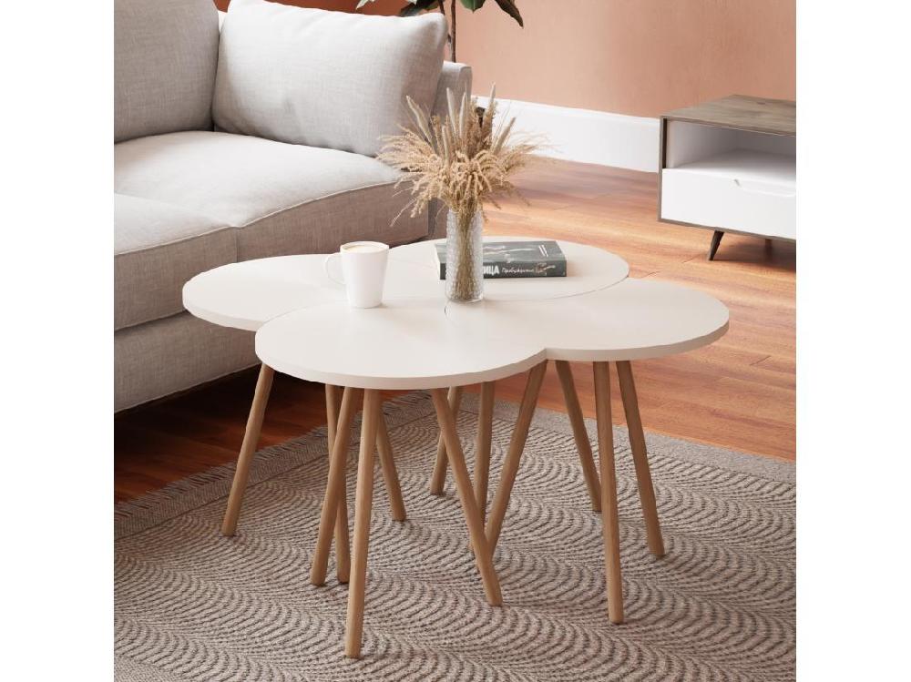 Vente Unique Set De 4 Tables Basses Emboîtables 48 X 77 X 77 Cm Blanc [en.casa]