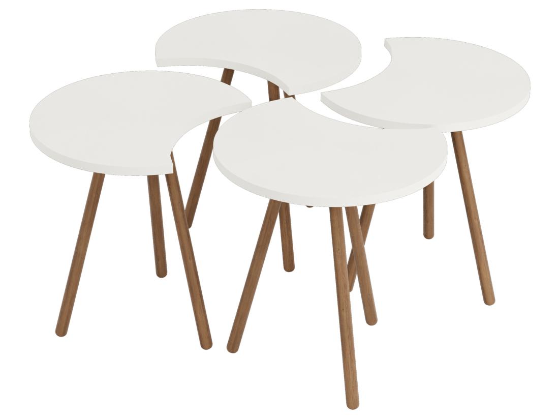 Vente Unique Set De 4 Tables Basses Emboîtables 48 X 77 X 77 Cm Blanc [en.casa]