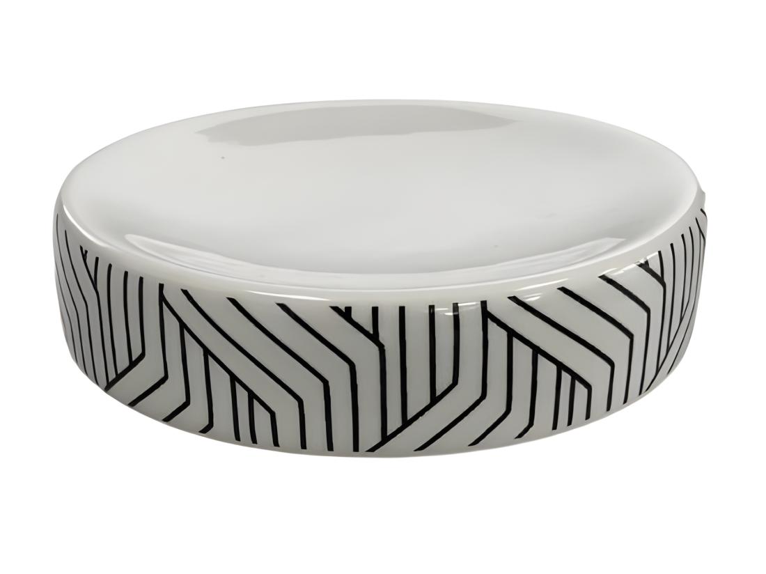 Vente Unique Set De Salle De Bain 4 Pièces En Céramique Noir Et Blanc