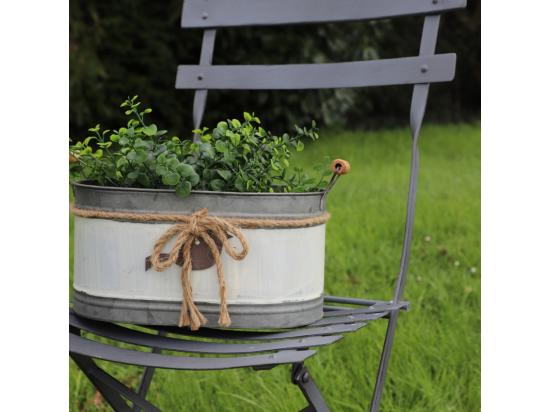 Vente Unique ~Set3 Jardinières Extérieures Sceaux Bassines Métal Gris 11-13.5-15 Cm