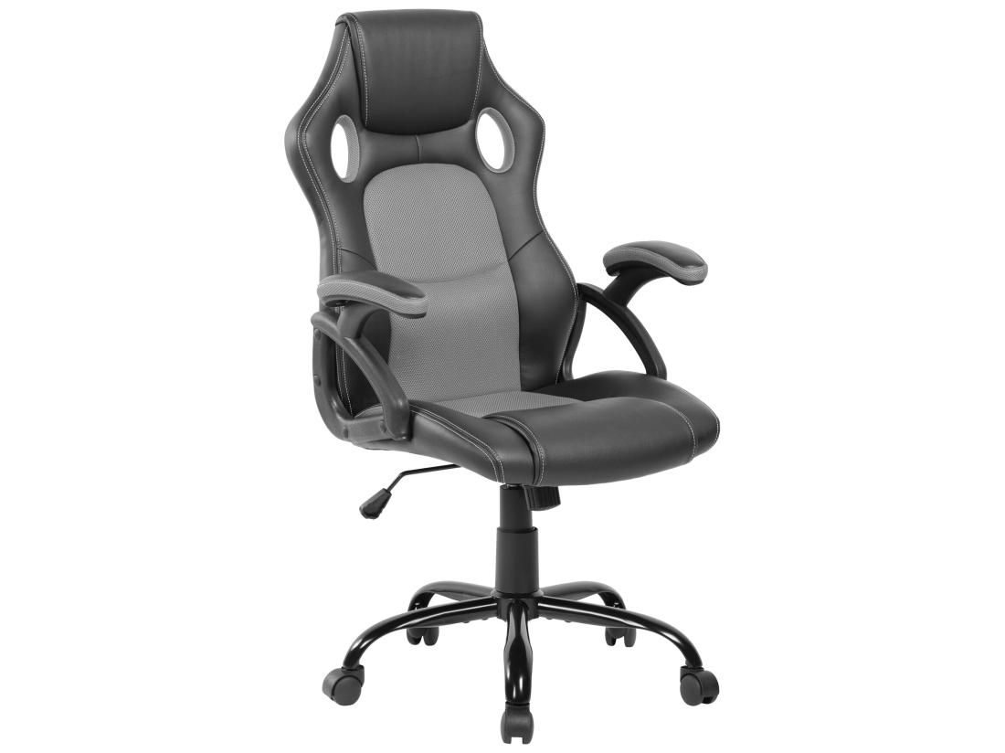 Vente Unique Siège De Direction Chaise Bureau Noir Gris Simili-cuir 120x66x63