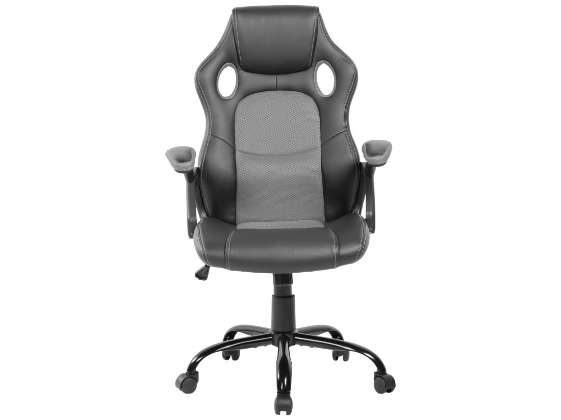Vente Unique Siège De Direction Chaise Bureau Noir Gris Simili-cuir 120x66x63