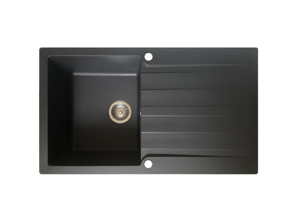 vente unique Sierra évier 1 cuve 1 égouttoir en résine noir - Essebagno
