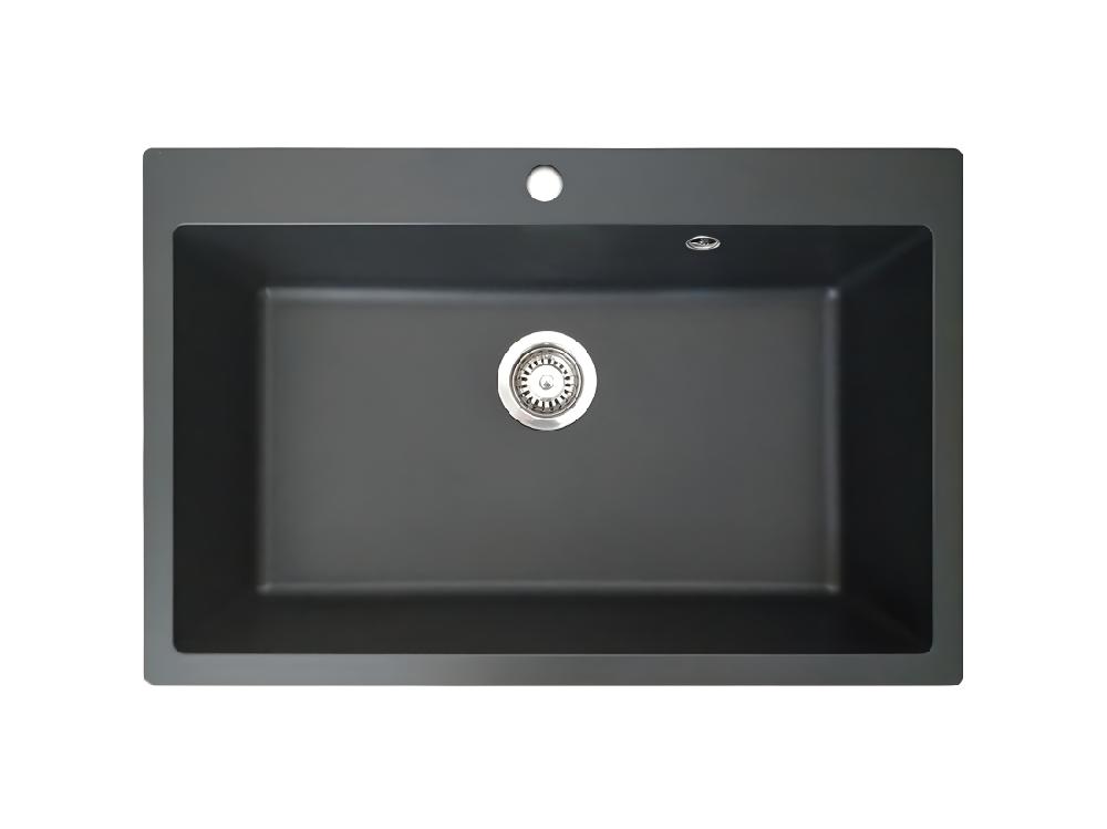 vente unique Sierra évier 1 grande cuve seule 76x50 en résine noir - Essebagno