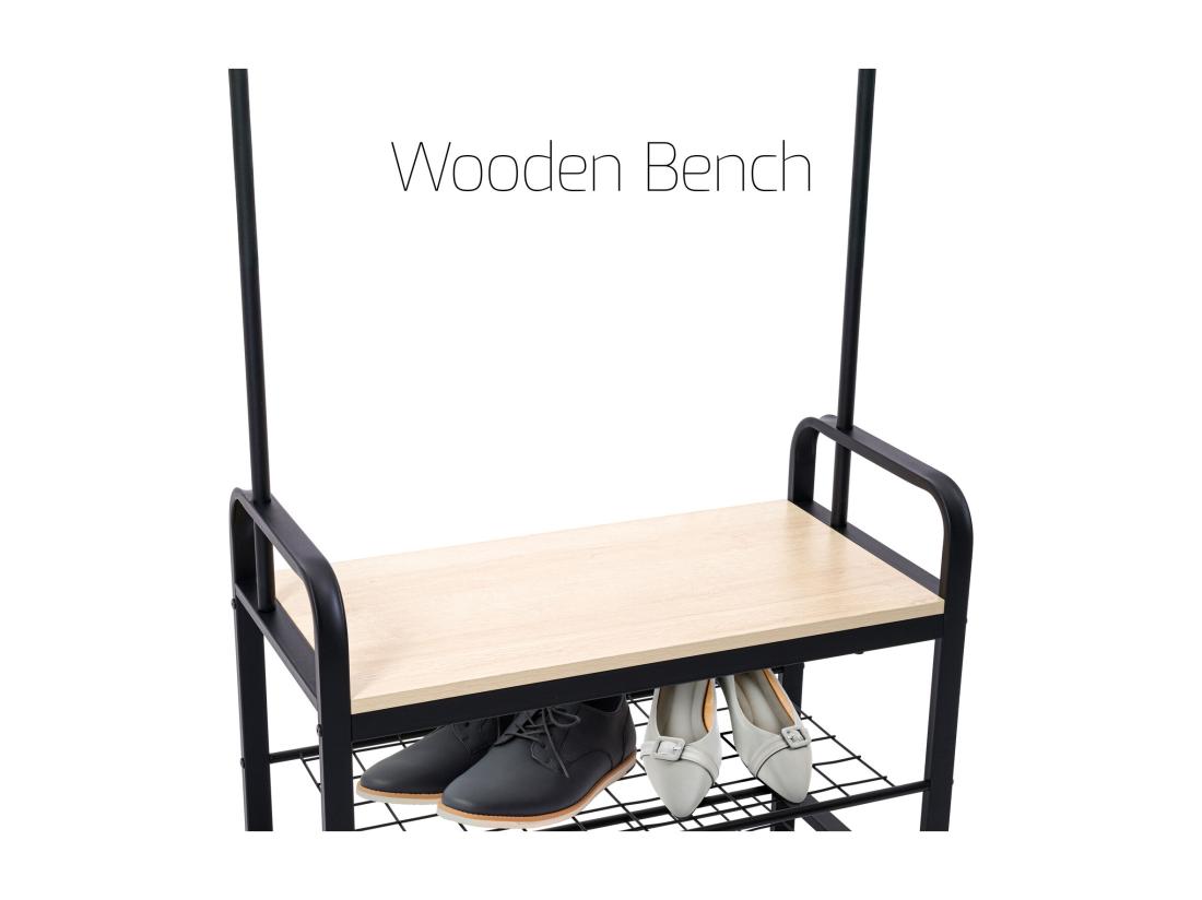 Vente Unique Sirsa - Cintre Autoportant Avec Banc Et Compartiment à Chaussures Intégrés