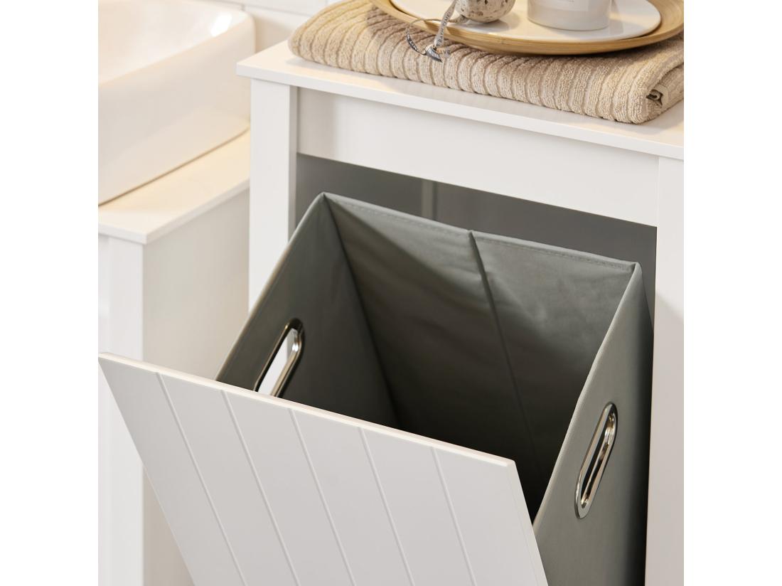 Vente Unique SoBuy BZR102-W Meuble Colonne De Salle De Bain Armoire Haute Colonne De Rangement Meuble Salle De Bain 3 Étagères 1 Panier à Linge Amovible