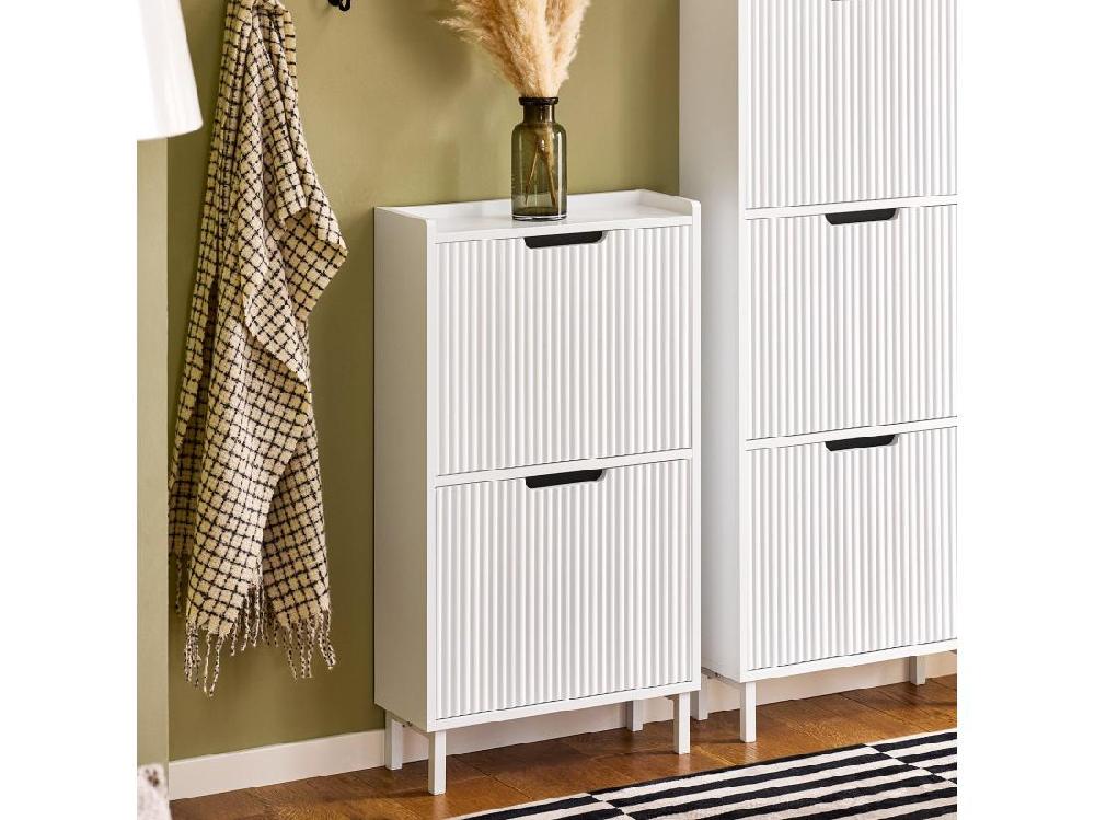 Vente Unique SoBuy FSR177-W Meuble à Chaussures Armoire à Chaussures Meuble Rangement Chaussures 2 Portes Abattantes Meuble D'Entrée Coffre Rangement Pour Chaussures Blanc