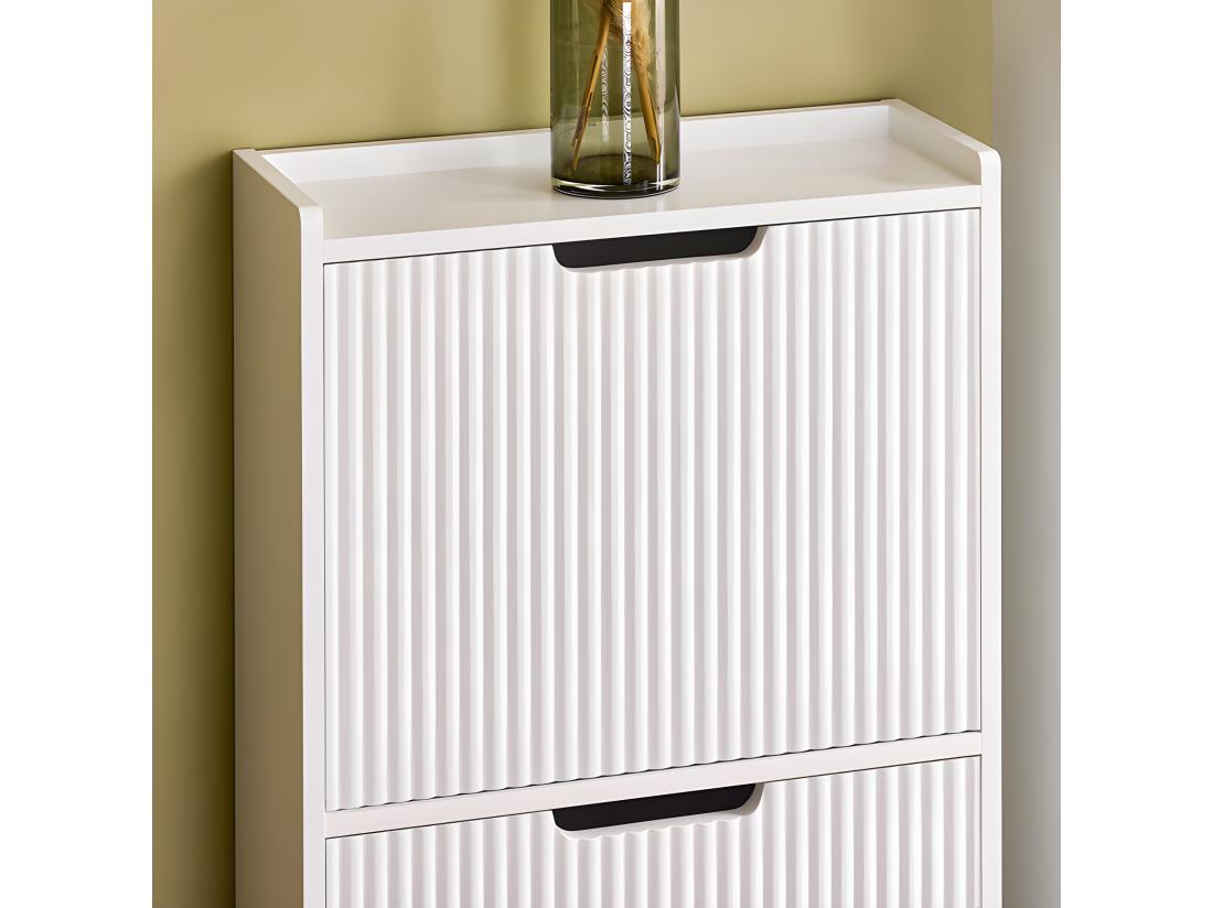 Vente Unique SoBuy FSR177-W Meuble à Chaussures Armoire à Chaussures Meuble Rangement Chaussures 2 Portes Abattantes Meuble D'Entrée Coffre Rangement Pour Chaussures Blanc