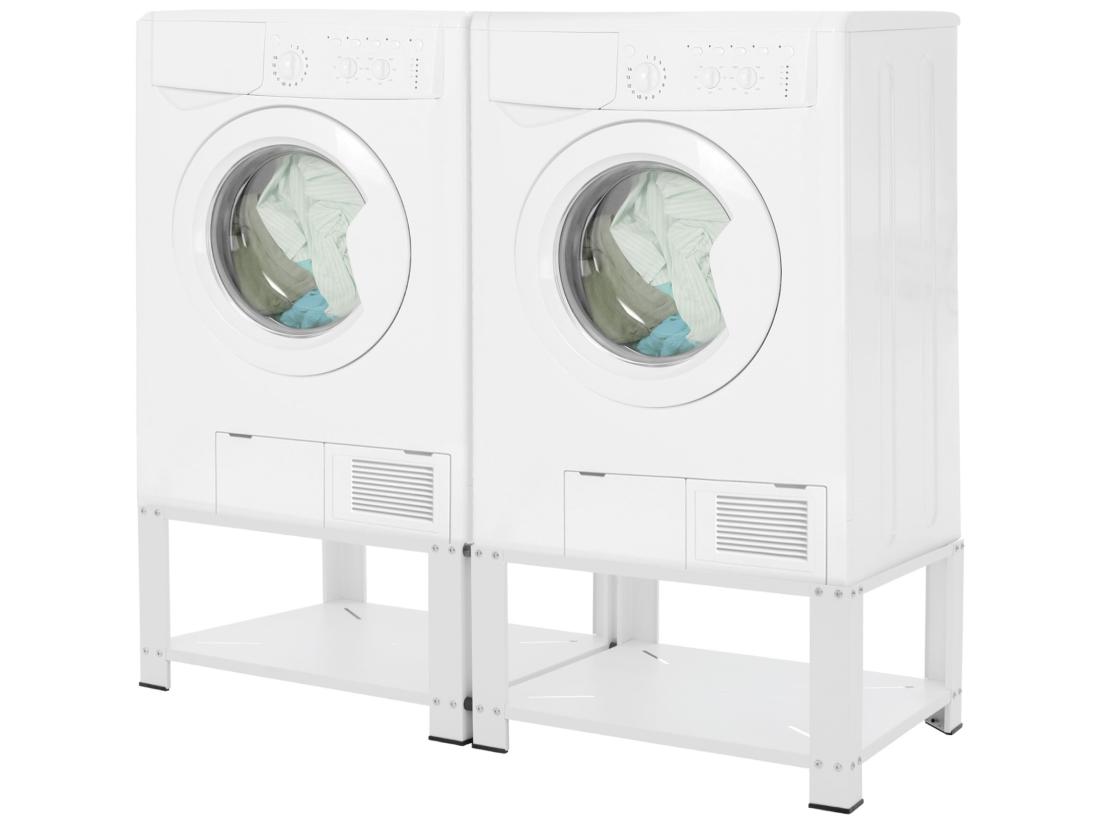 vente unique Socle machine à laver double avec étagère base 150 kg/support ML-DESIGN