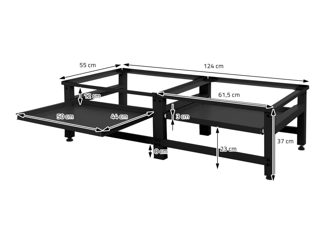 Vente Unique Socle Machine à Laver Double Avec étagère Base Sèche-linge Noir ML-DESIGN