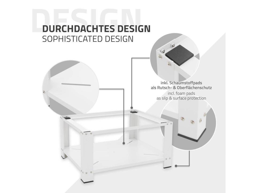 Vente Unique Socle Pour Machine à Laver En Acier Blanc Accessoire Avec étagère ML-Design