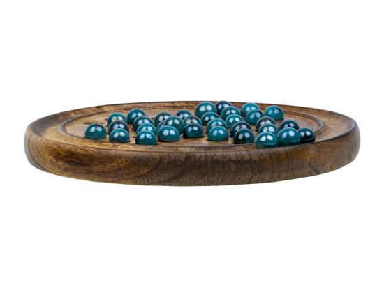 Vente Unique Solitaire Rond Avec Billes De Verre En Bois Marron D22x2h