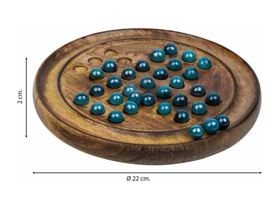 Vente Unique Solitaire Rond Avec Billes De Verre En Bois Marron D22x2h