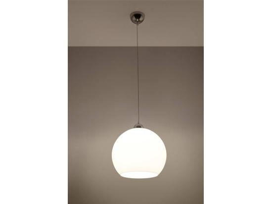 Vente Unique Sollux BALL Suspension De Plafond En Dôme De Verre à 1 Ampoule Blanc Chrome E27