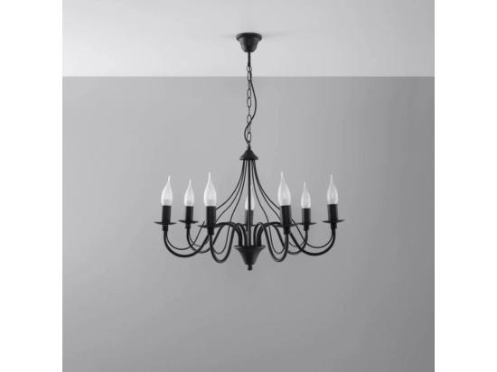 vente unique Sollux MINERWA Lustre à 7 bras multiples noir E14