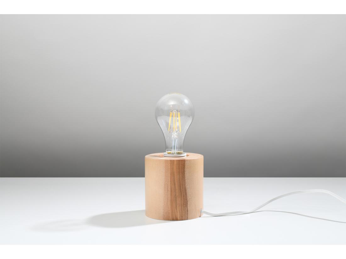 Vente Unique Sollux SALGADO Lampe De Table Cylindrique Lampe De Table Bois Naturel E27