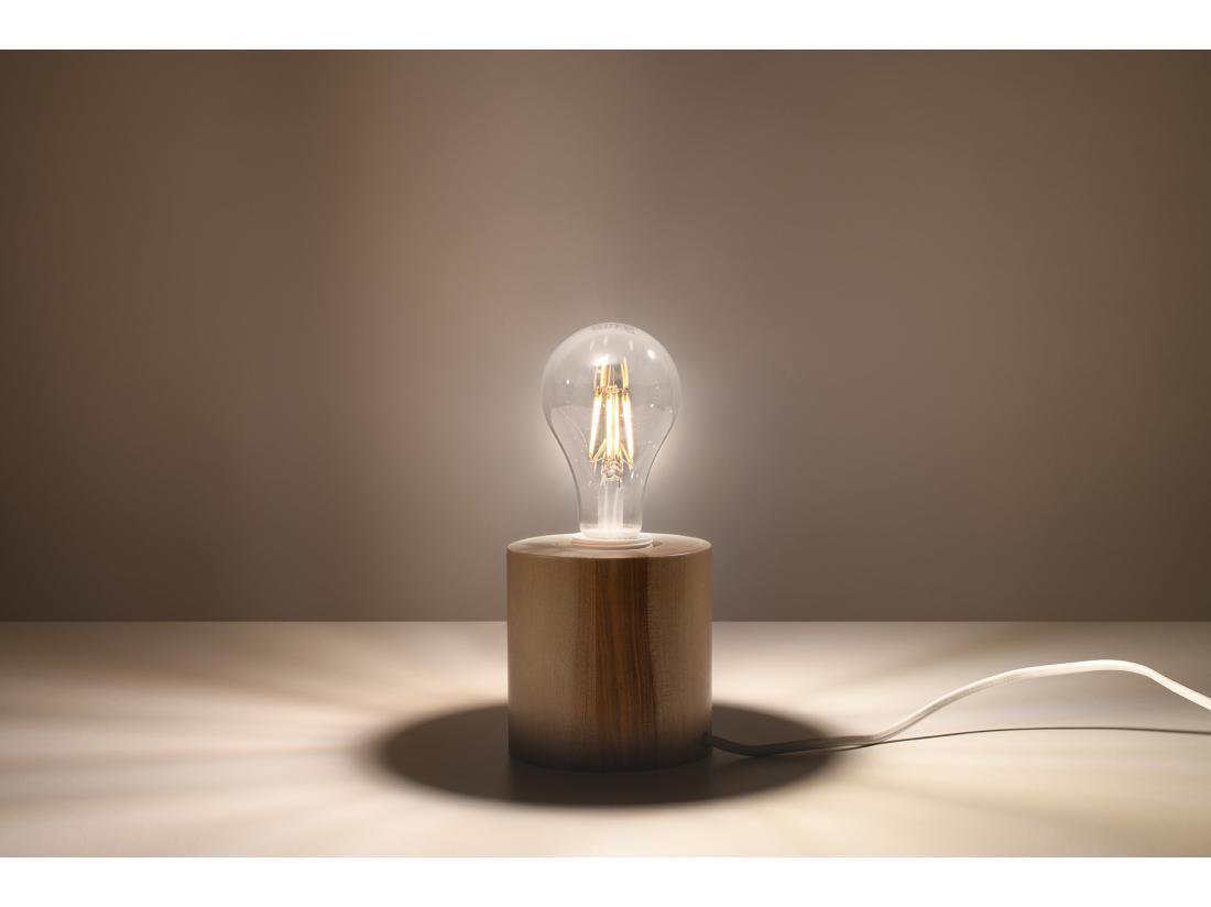 Vente Unique Sollux SALGADO Lampe De Table Cylindrique Lampe De Table Bois Naturel E27