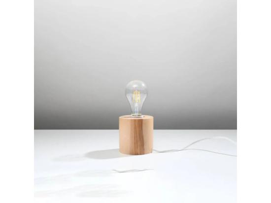 vente unique Sollux SALGADO Lampe de Table Cylindrique Lampe de Table Bois Naturel E27