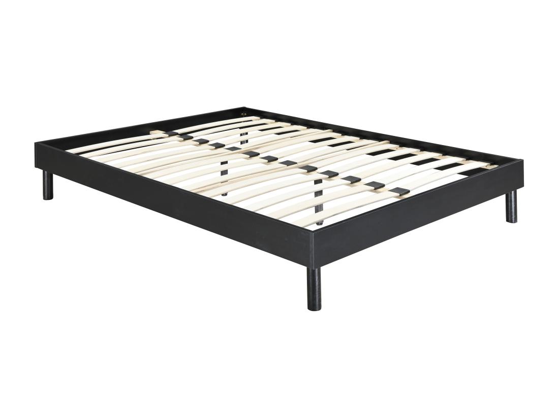 Vente Unique Sommier à Lattes 140 X 190 Cm - Noir - MUCHIGAN De YSMÉE