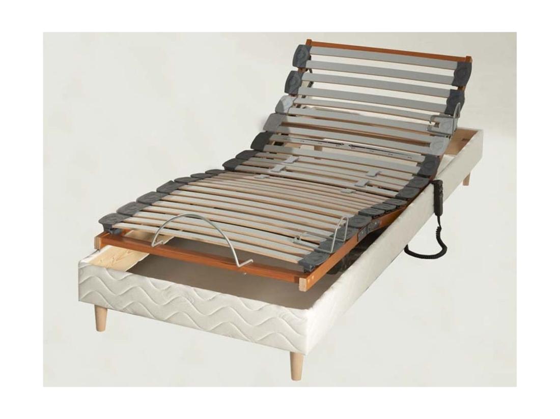 Vente Unique Sommier Avec Réglage Fermeté Au Niveau Lombaire 90x190 Dimensions - 90 X 190 Cm