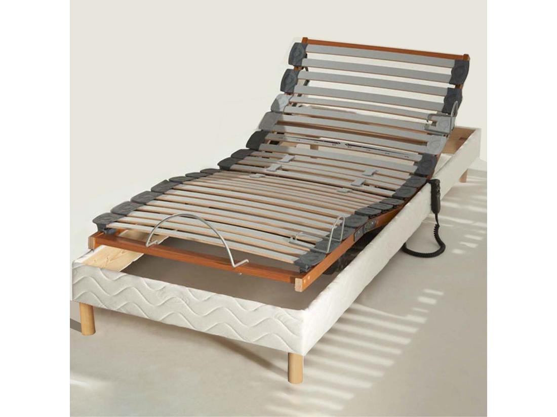 Vente Unique Sommier Avec Réglage Fermeté Au Niveau Lombaire 90x190 Dimensions - 90 X 190 Cm