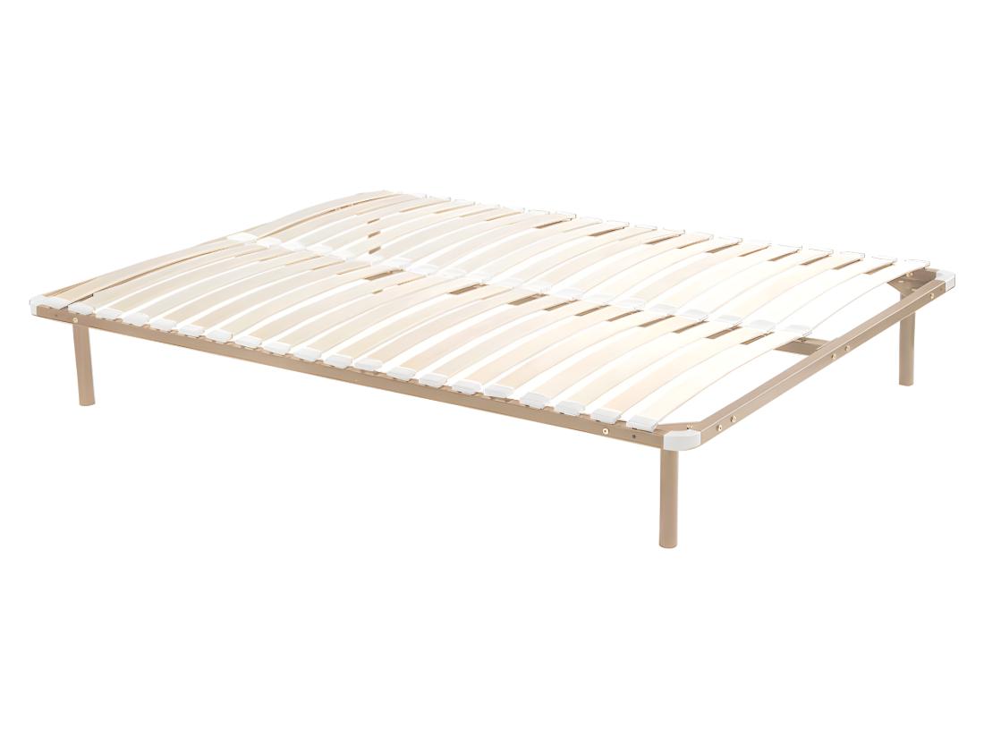 vente unique Sommier cadre à lattes 140 x 190 cm - 2x19 lattes avec pied - Beige - KALISTA de YSMÉE