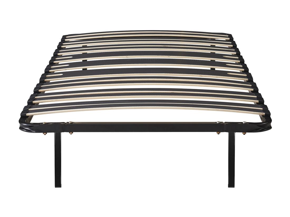 Vente Unique Sommier Cadre à Lattes 90 X 190 Cm - 15 Lattes - 3 Zones Soutien Lombaire Renforcé - Avec Pied - Noir - CERRISI De YSMÉE