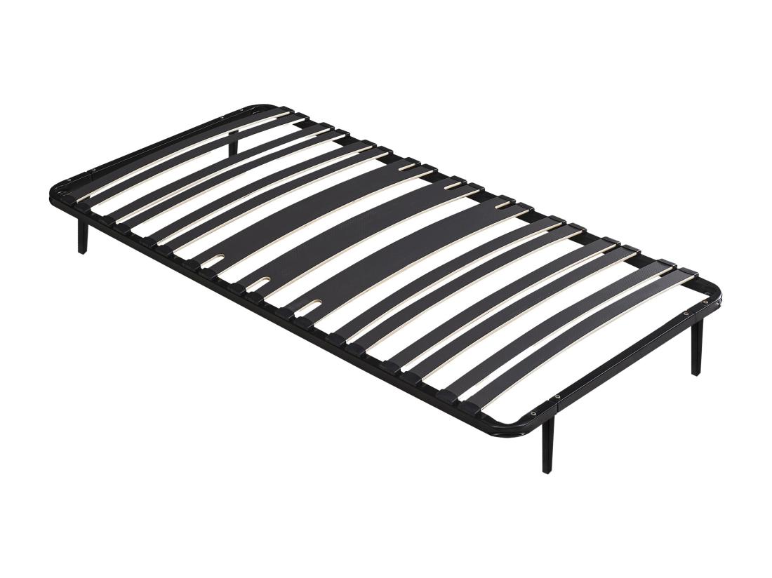 vente unique Sommier cadre à lattes 90 x 190 cm - 15 lattes - 3 zones soutien lombaire renforcé - Avec pied - Noir - CERRISI de YSMÉE