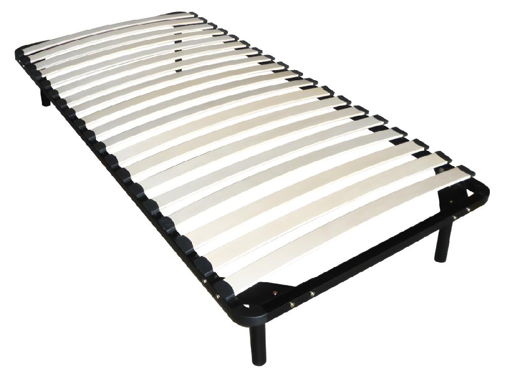 vente unique Sommier cadre à lattes 90 x 200 cm - 19 lattes - Avec pied - Noir - KALISTA de YSMÉE