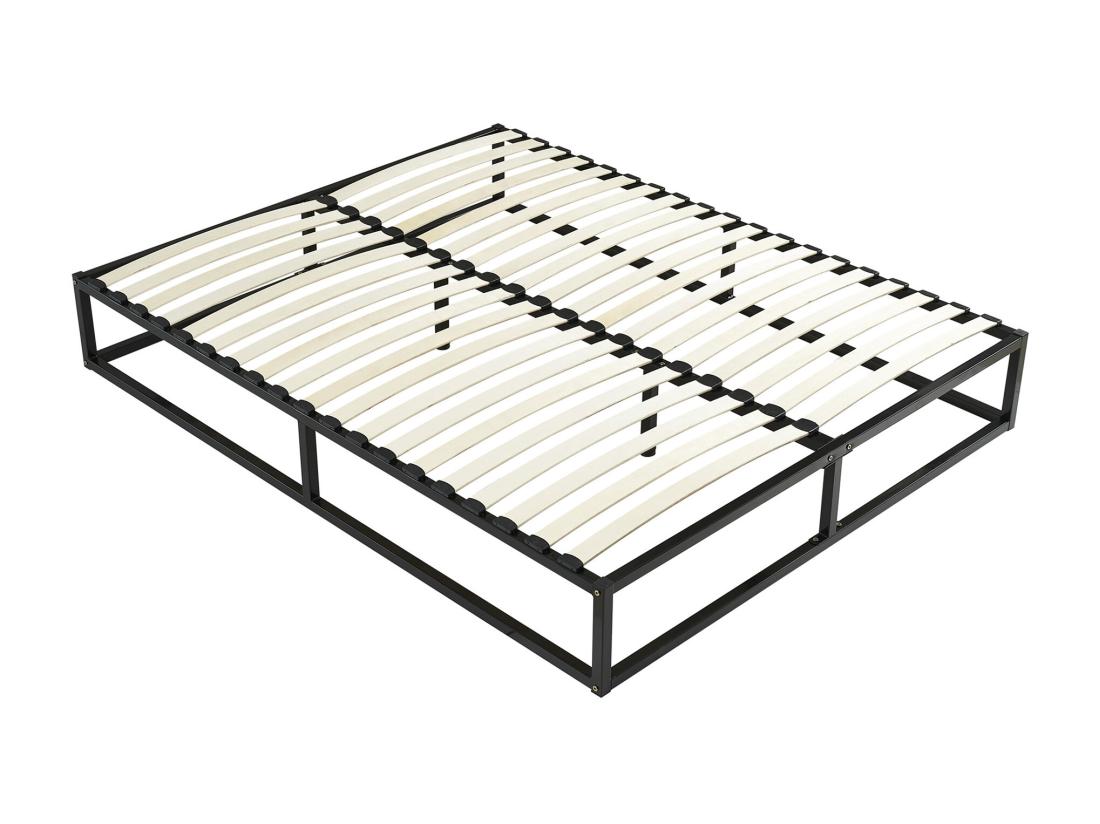 Vente Unique Sommier Cadre à Lattes En Métal 140 X 190 Cm - 2 X 19 Lattes - Noir - RAMMUS De YSMÉE