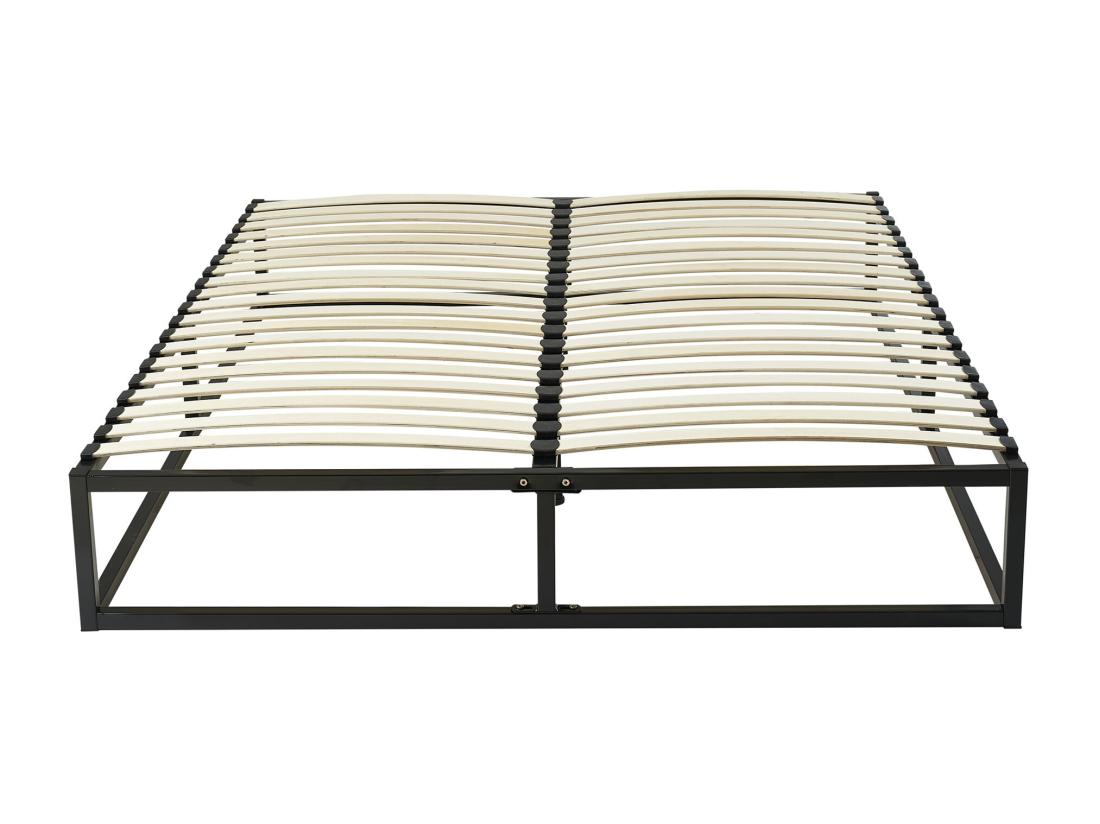 Vente Unique Sommier Cadre à Lattes En Métal 140 X 190 Cm - 2 X 19 Lattes - Noir - RAMMUS De YSMÉE