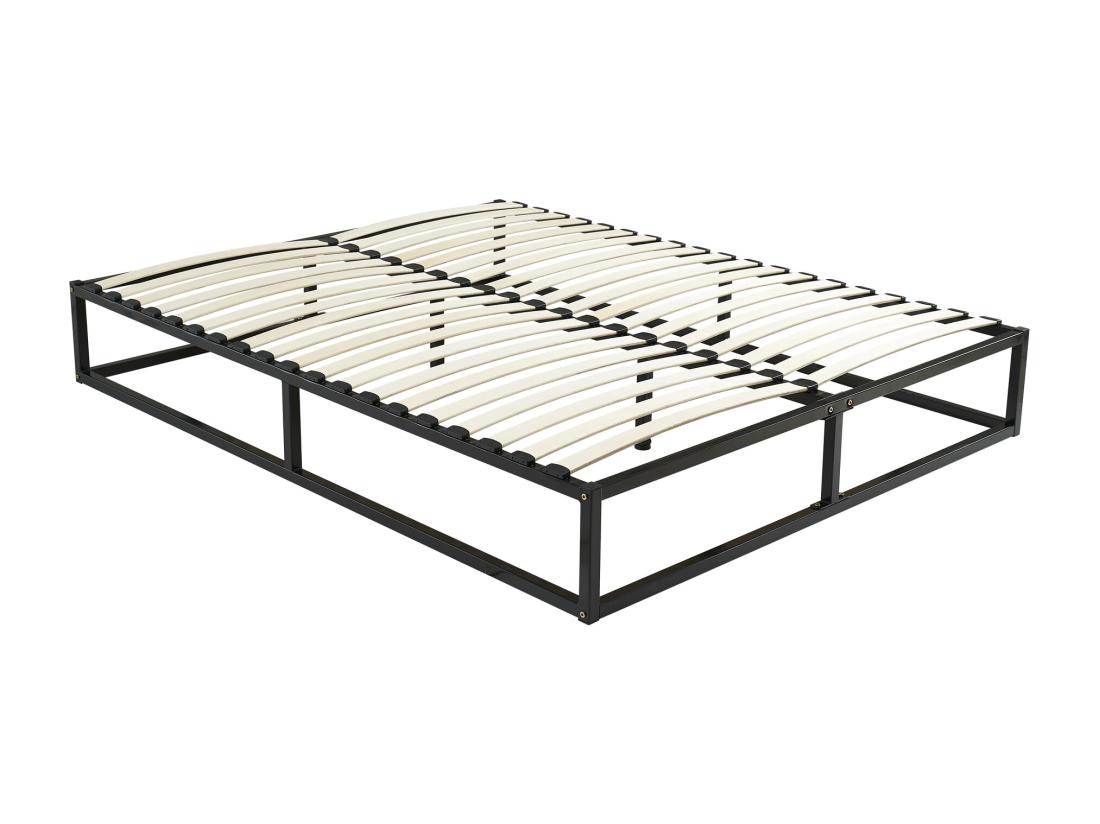 vente unique Sommier cadre à lattes en métal 140 x 190 cm - 2 x 19 lattes - Noir - RAMMUS de YSMÉE