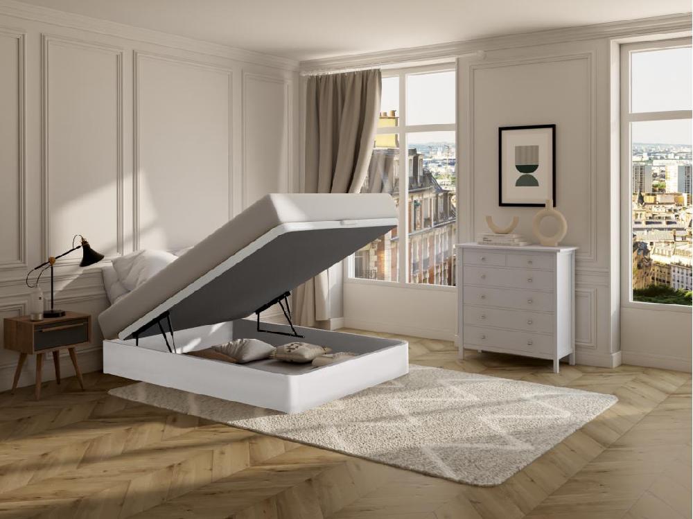 Vente Unique Sommier Coffre 140 X 190 Cm - Blanc Mat - HESTIA De YSMÉE