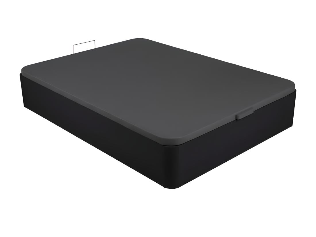 vente unique Sommier coffre 140 x 190 cm en simili - Noir mat - ONIRY de YSMÉE