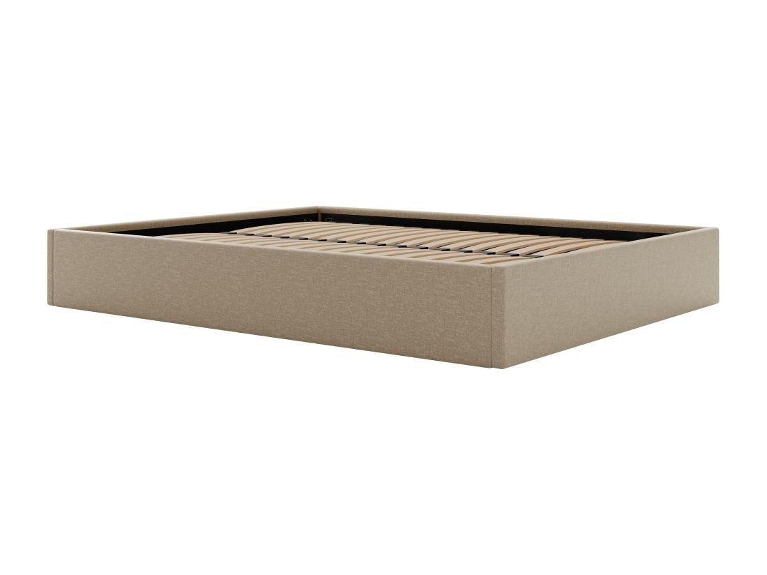 Vente Unique Sommier Coffre 140 X 190 Cm En Tissu - Taupe - PONTOS De YSMÉE