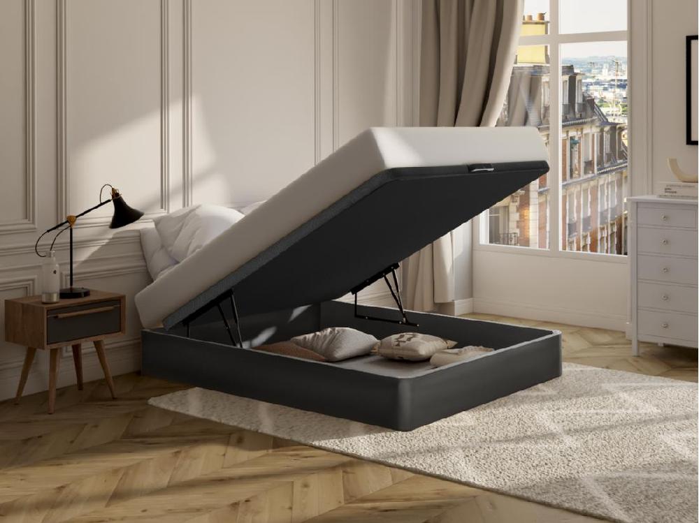 vente unique Sommier coffre 140 x 190 cm - Noir mat - HESTIA de YSMÉE