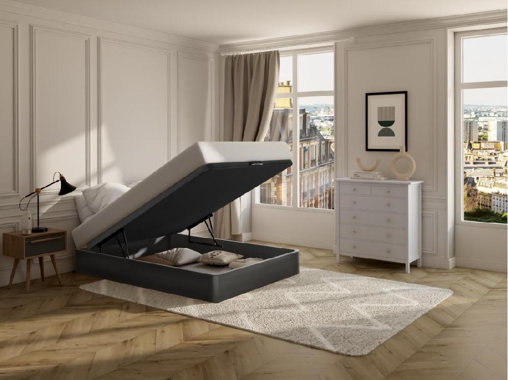 Vente Unique Sommier Coffre 140 X 200 Cm - Noir Mat - HESTIA De YSMÉE