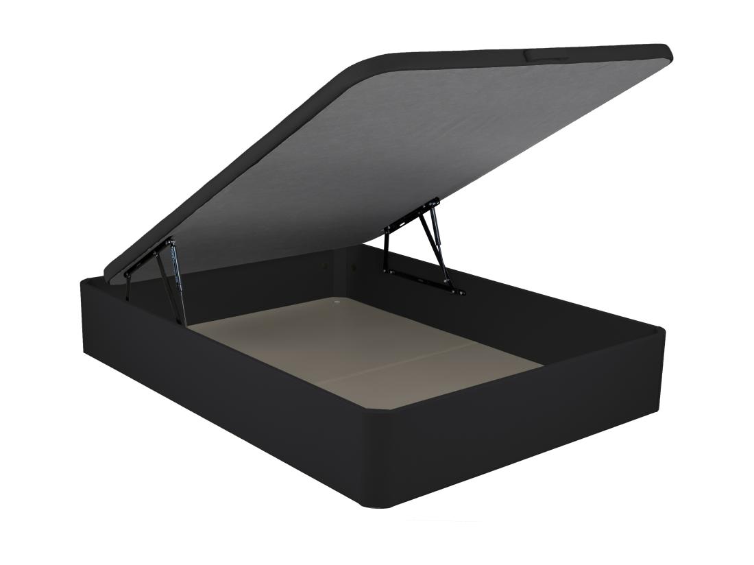 Vente Unique Sommier Coffre 160 X 200 Cm En Simili - Noir Mat - ONIRY De YSMÉE