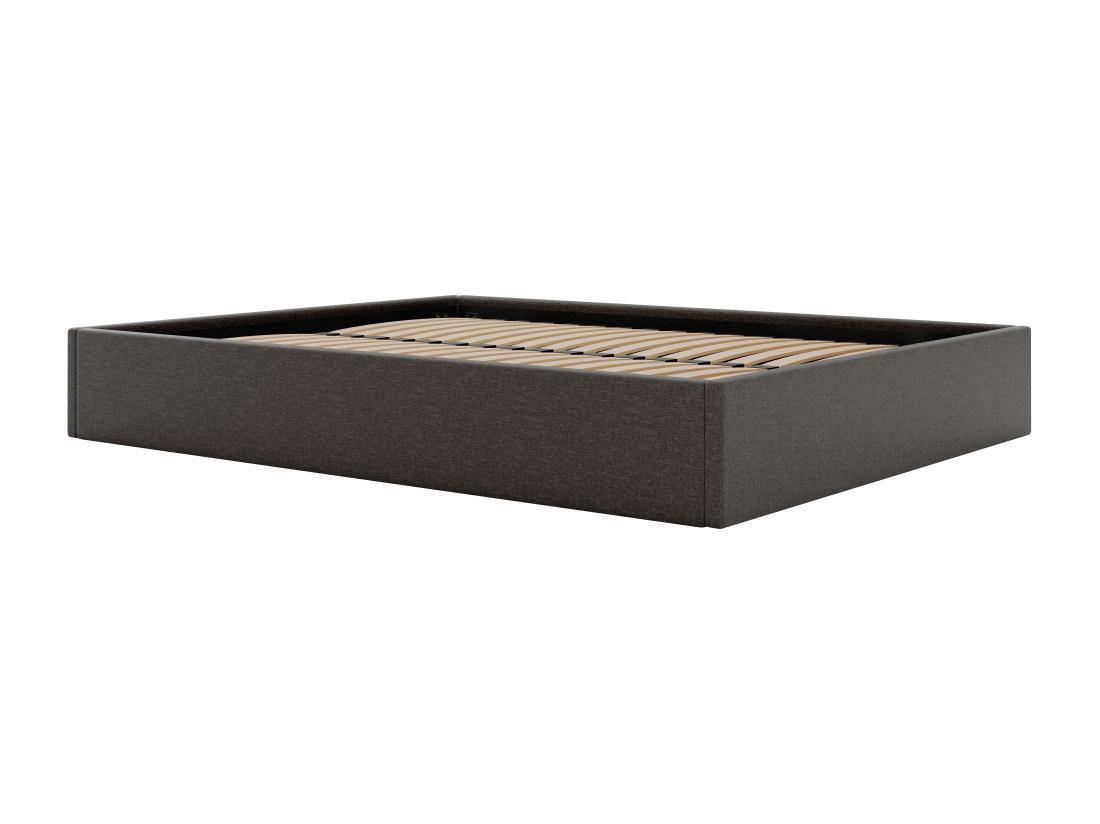 Vente Unique Sommier Coffre 160 X 200 Cm En Tissu - Gris Anthracite - PONTOS De YSMÉE