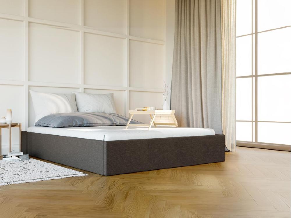 vente unique Sommier coffre 160 x 200 cm en tissu - Gris anthracite - PONTOS de YSMÉE
