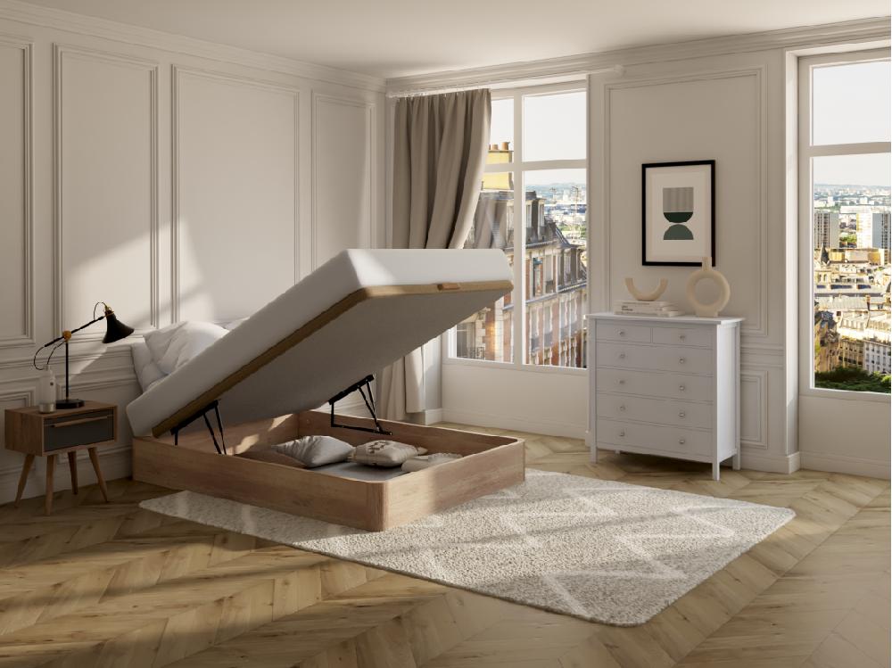 vente unique Sommier coffre 160 x 200 cm - Naturel clair - HESTIA de YSMÉE
