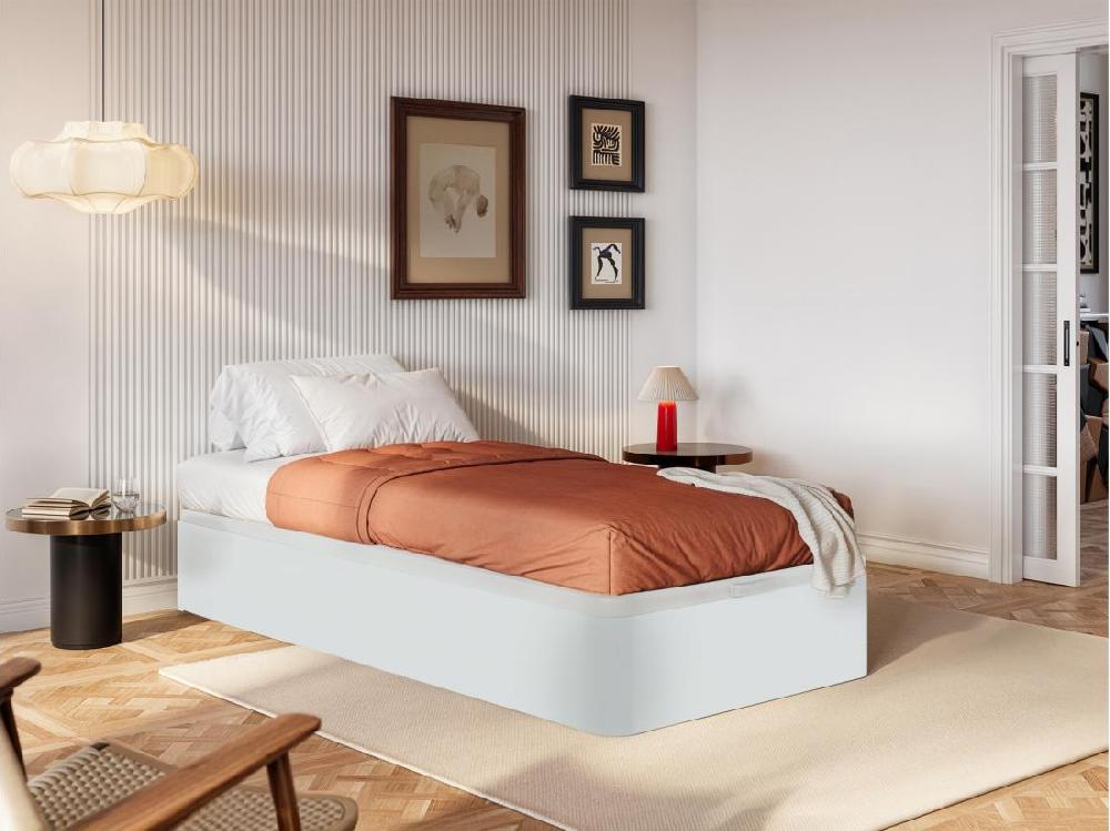 Vente Unique Sommier Coffre 90 X 190 Cm - Blanc Mat - HESTIA De YSMÉE