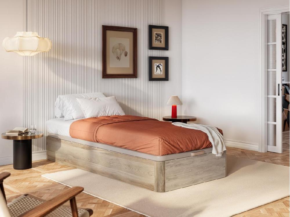 Vente Unique Sommier Coffre 90 X 190 Cm - Naturel Clair - HESTIA De YSMÉE